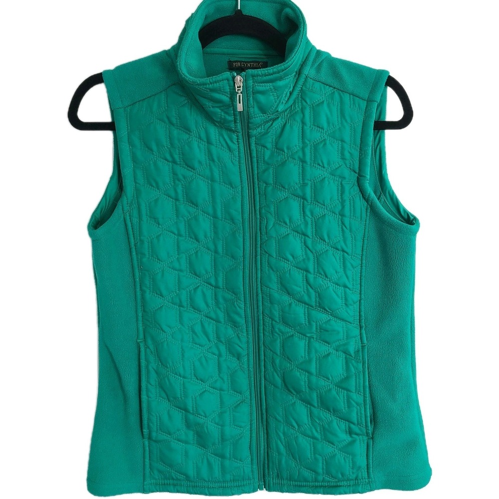 For Cynthia Green Quilted Women's ZIPPER VEST Small Travel‎ Casual